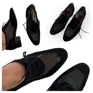 Phyllis Poland Black suede mesh Oxford shoes 6.5